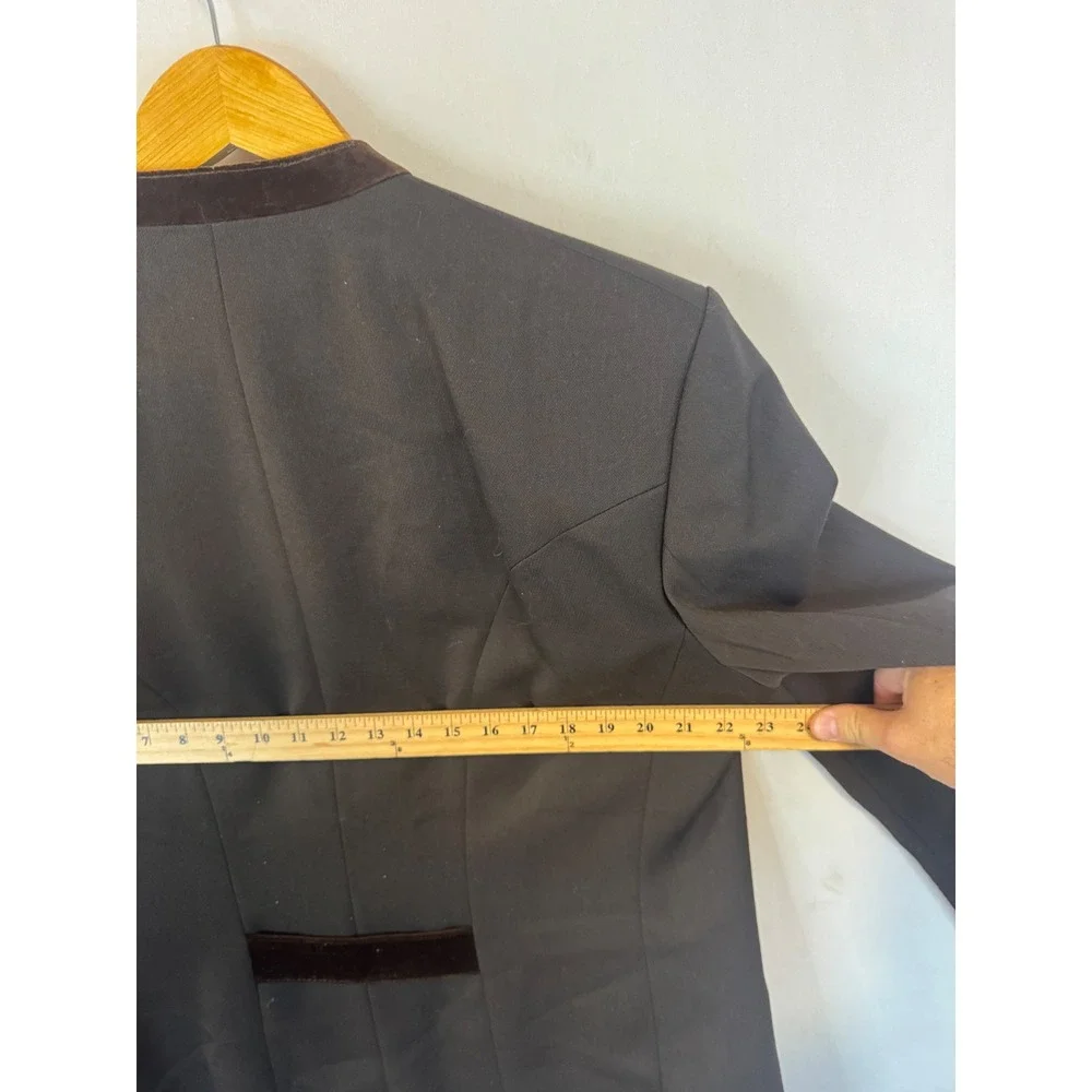 Bruckner Kleidung Austrian Trachten Blazer Brown Velvet Trim Jacket Men 44L Tall